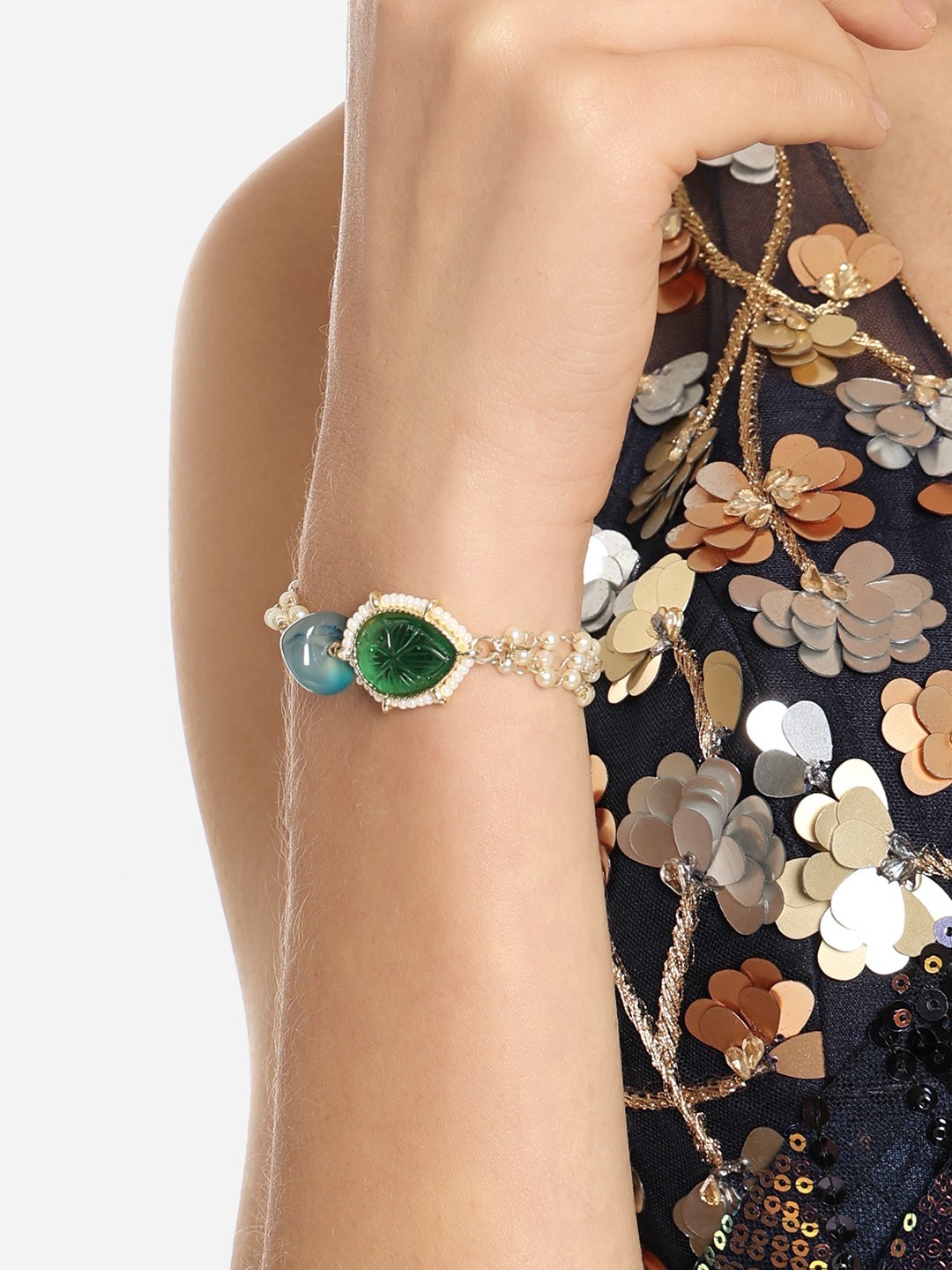 

Zaveri Pearls Wraparound Bracelet, Green