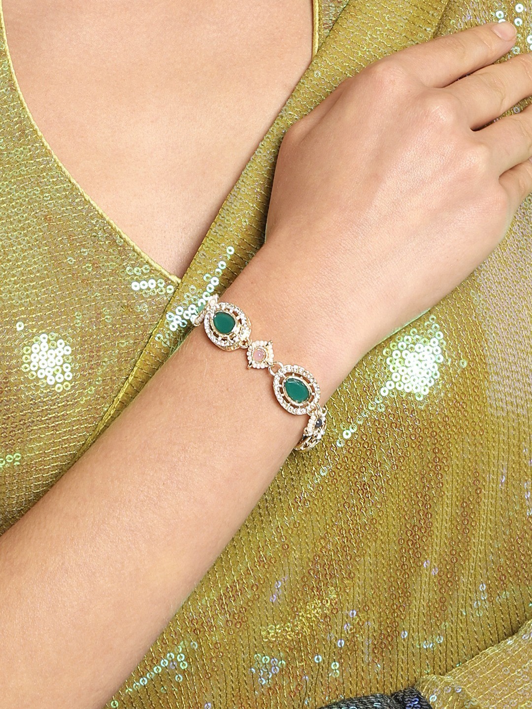 

Zaveri Pearls Gold-Plated Wraparound Bracelet
