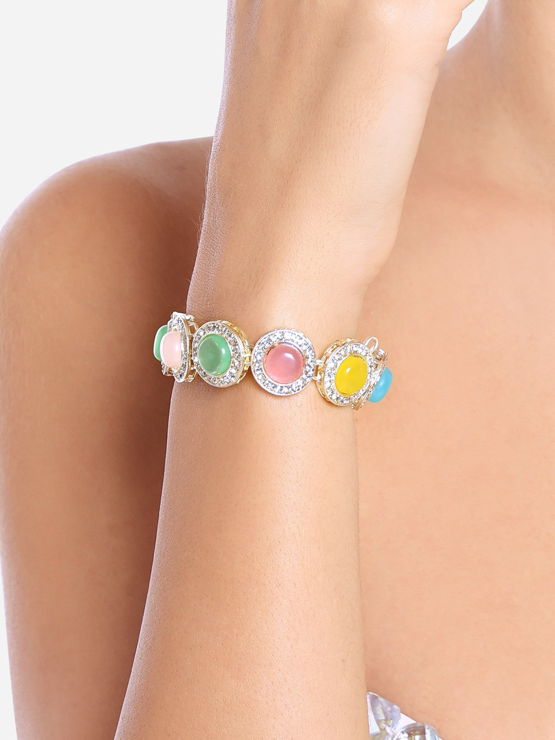

Zaveri Pearls Women Gold-Plated Studded Wraparound Bracelet
