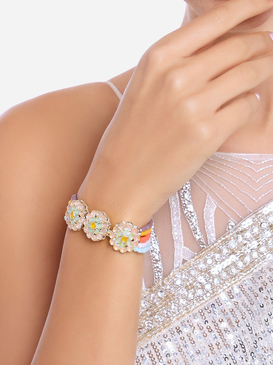 

Zaveri Pearls Gold Plated Crystal Bracelet