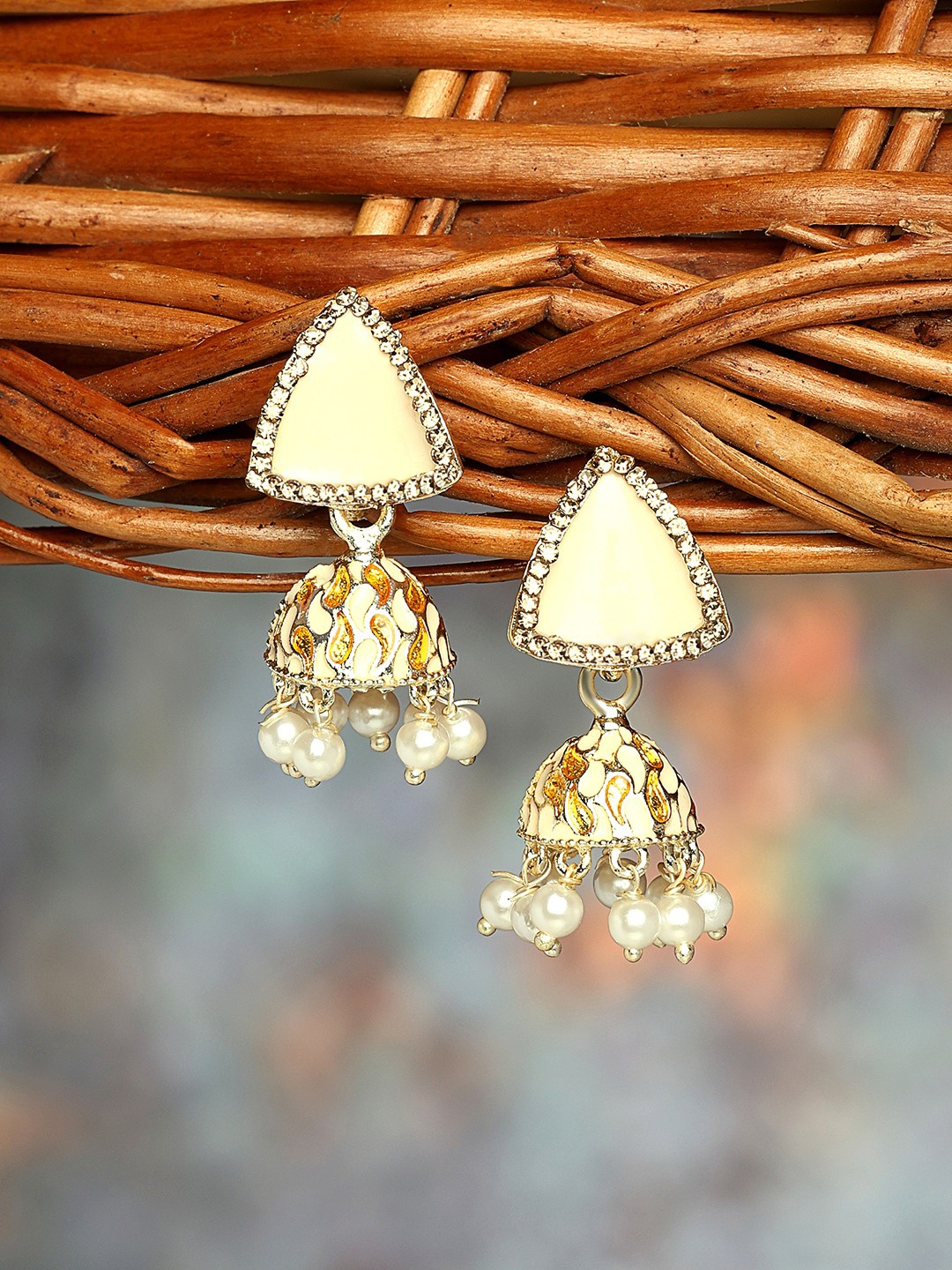 

Zaveri Pearls Gold-Plated Studded Jhumkas