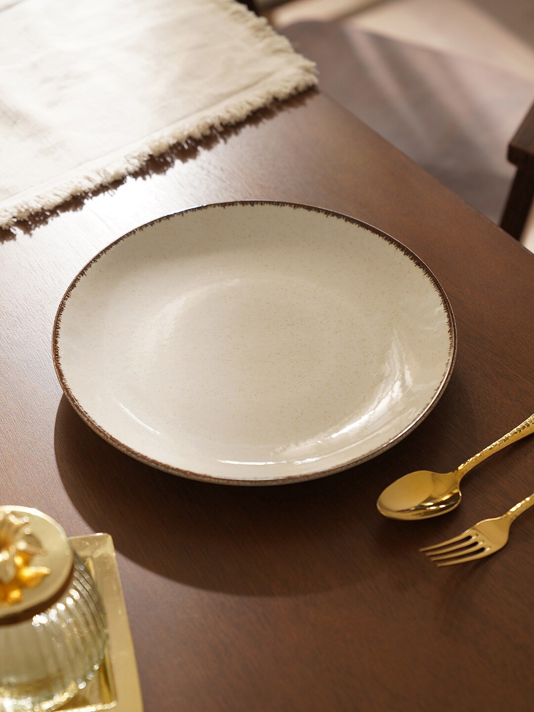 Pure Home and Living Beige Porcelain Matte Dessert Plate