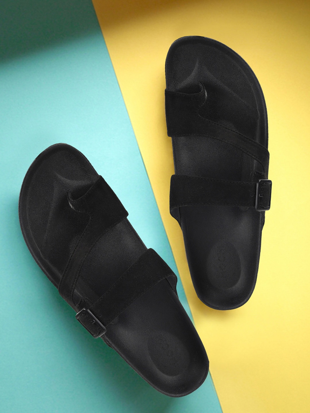 

Mochi One Toe Flatform Heels With Buckles, Black