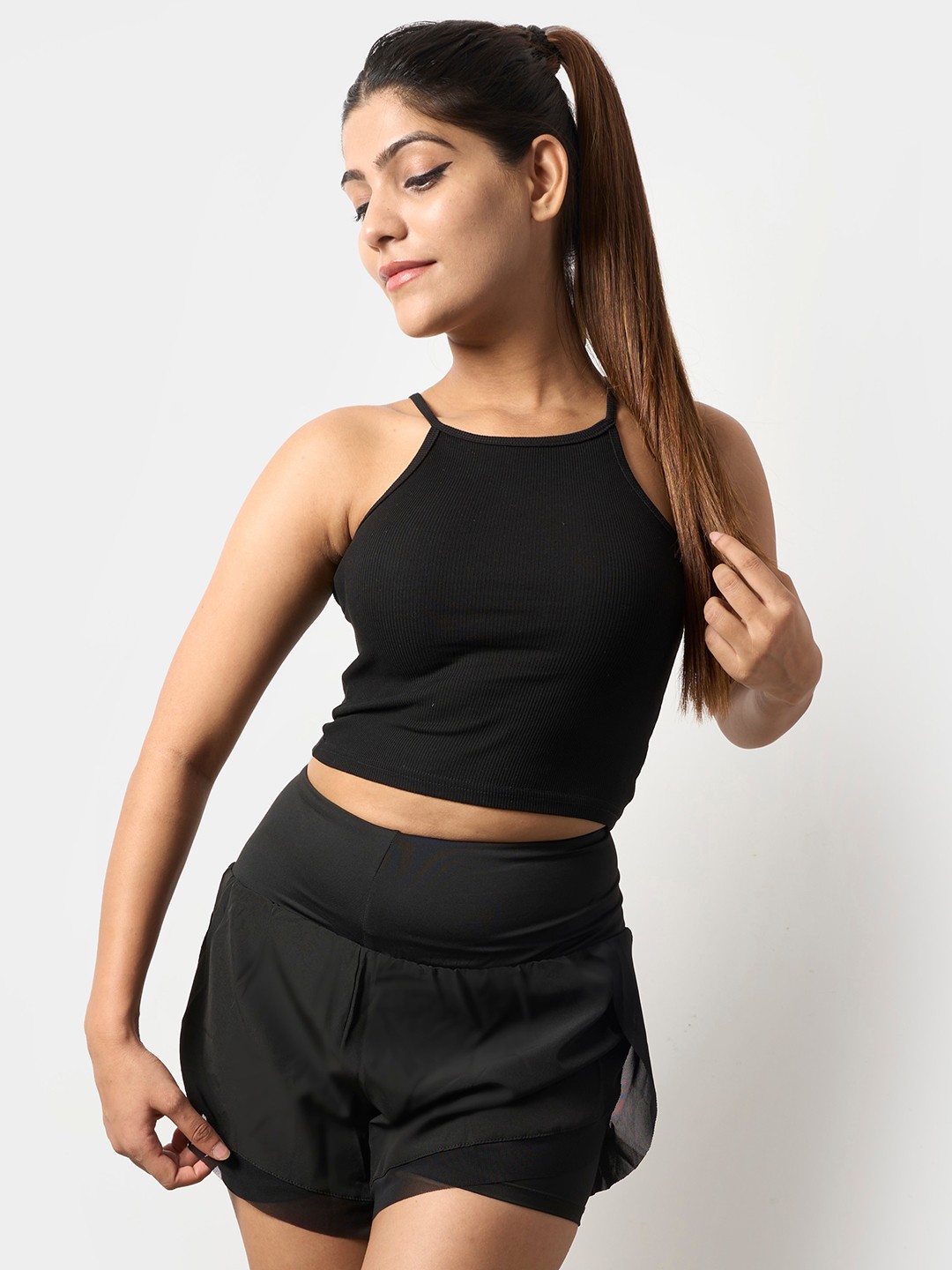 

SKNZ Women Rapid-Dry High-Rise Training or Gym Sports Shorts, Black