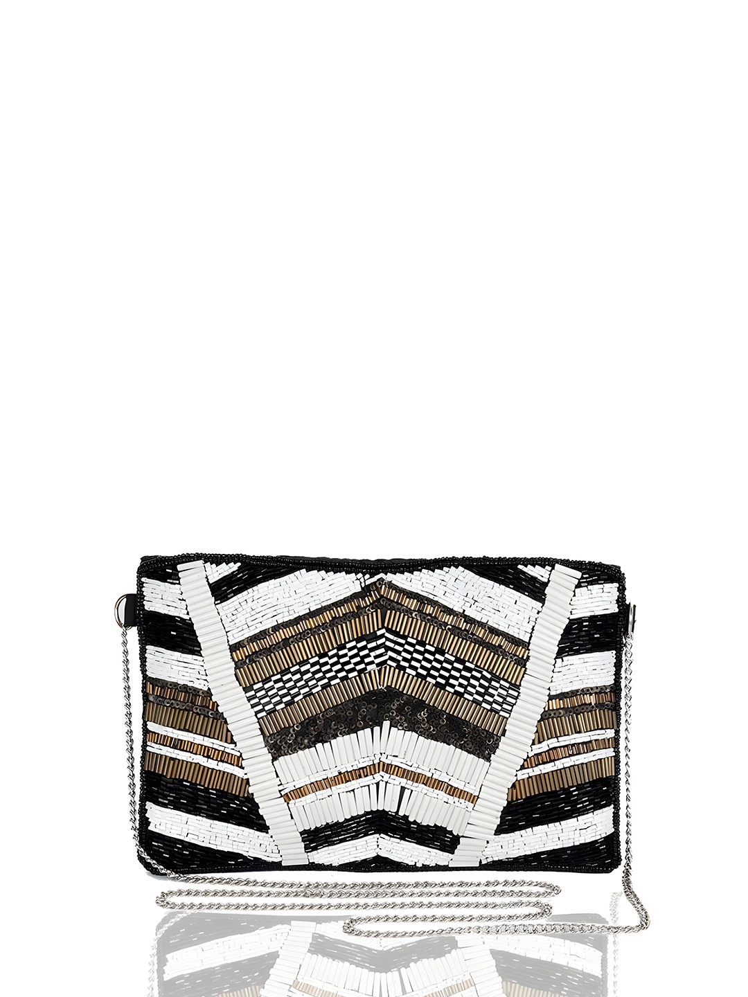 

REZZY Embroidered Shoulder Strap Purse Clutch, Black