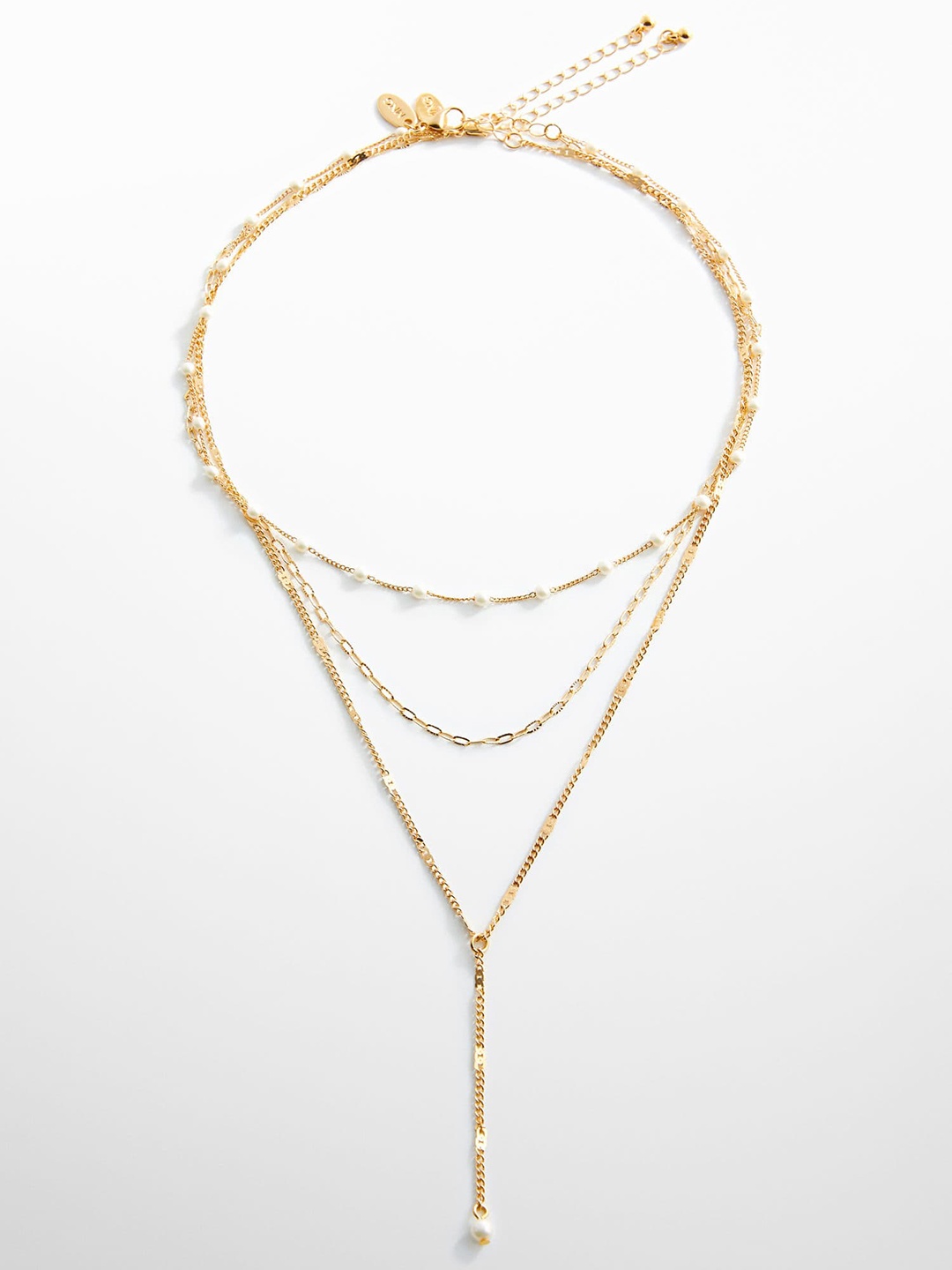 

MANGO Set of 2 Beads Studded Necklaces, Gold
