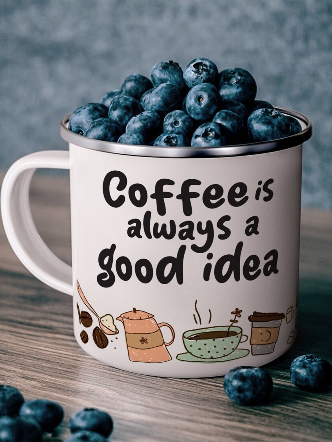

Gathari White & Black Printed Stainless Steel Glossy Mug 300ml