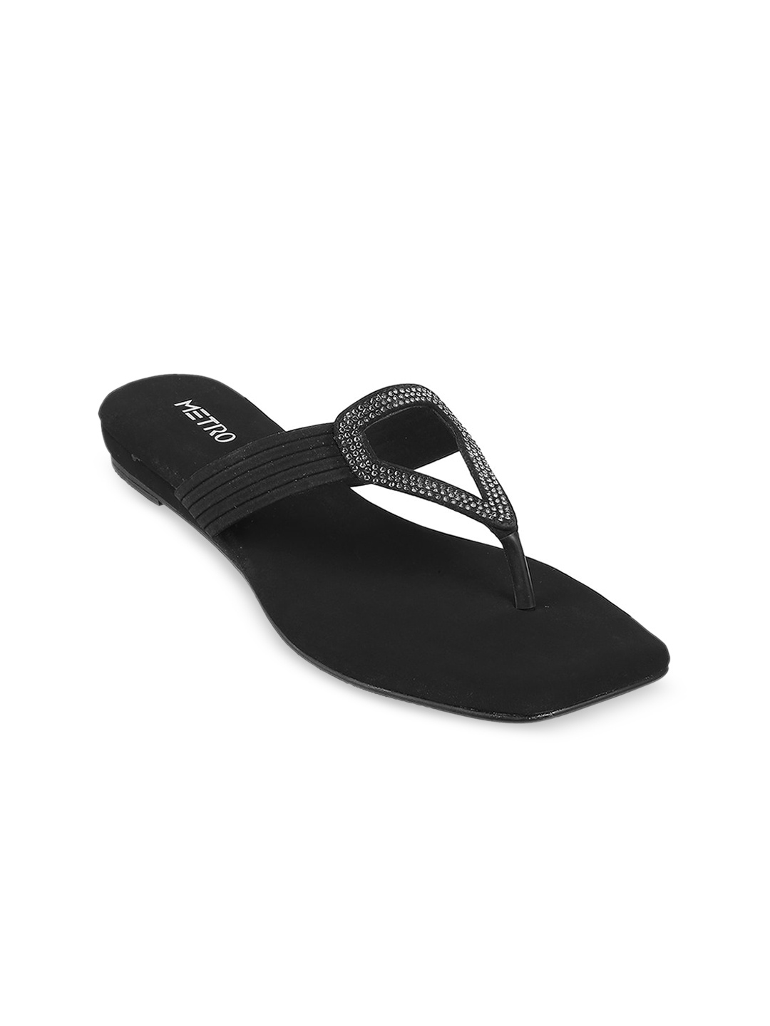 

Metro Ethnic Embellished Open Toe Wedges, Black