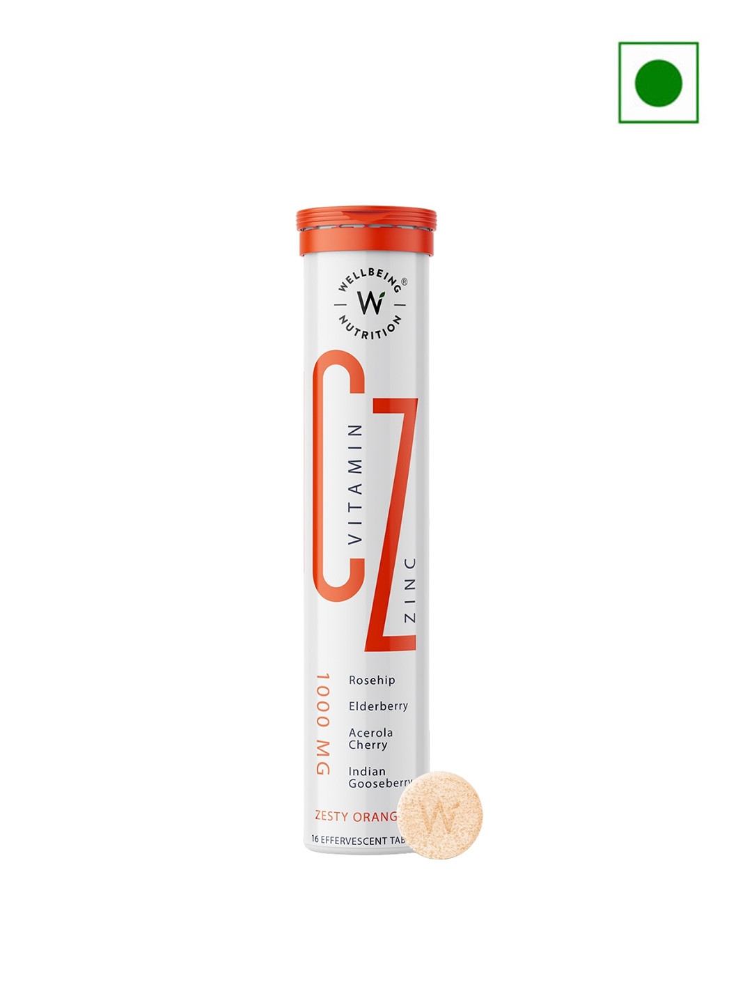 

Wellbeing Nutrition 1000 Mg Vitamin C + Zinc Tablets - 16 Tabs, Orange
