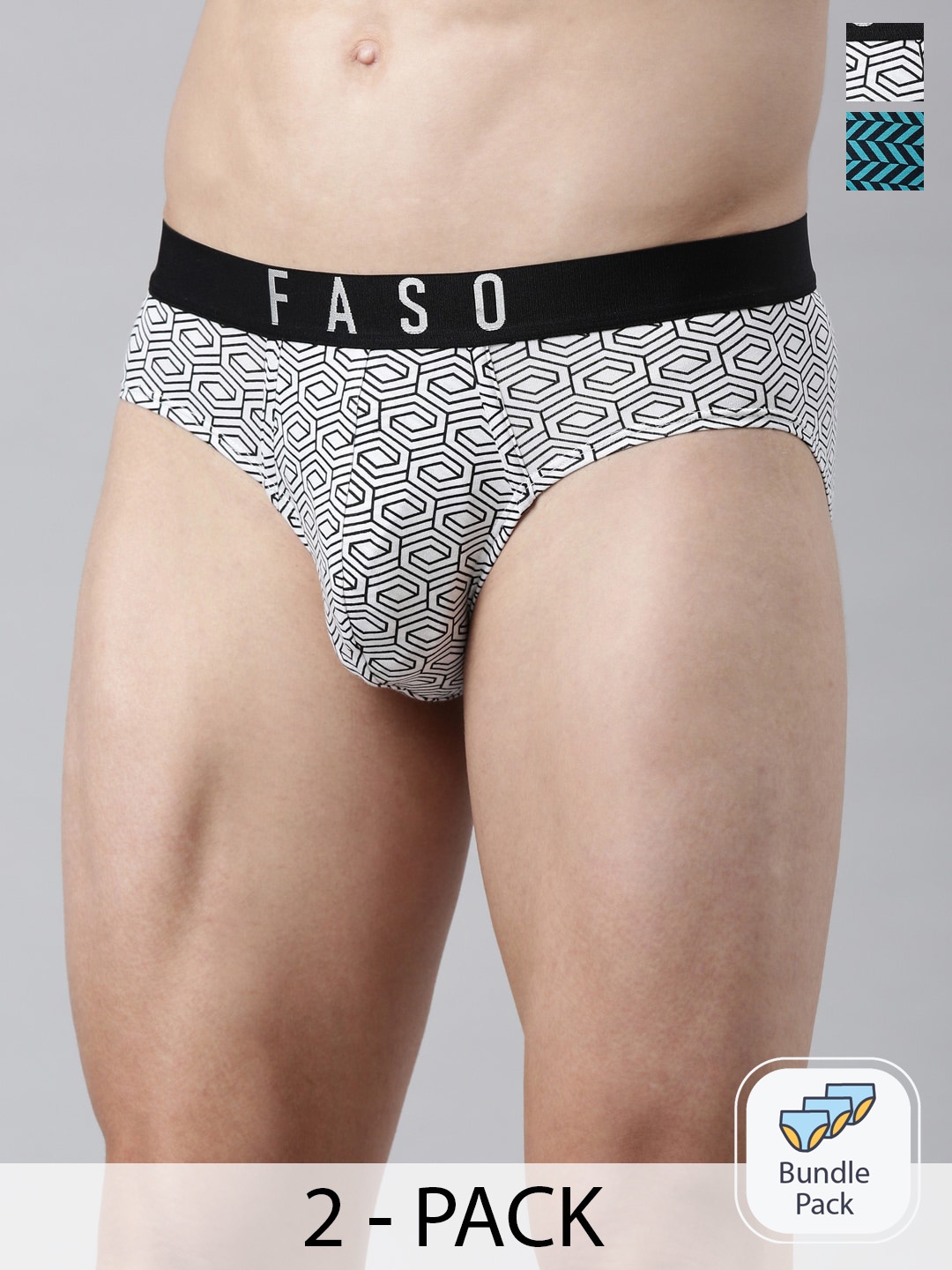 

FASO Men Pack Of 2 Assorted Organic Cotton Basic Briefs FS3004-PO2-ASSORTED2
