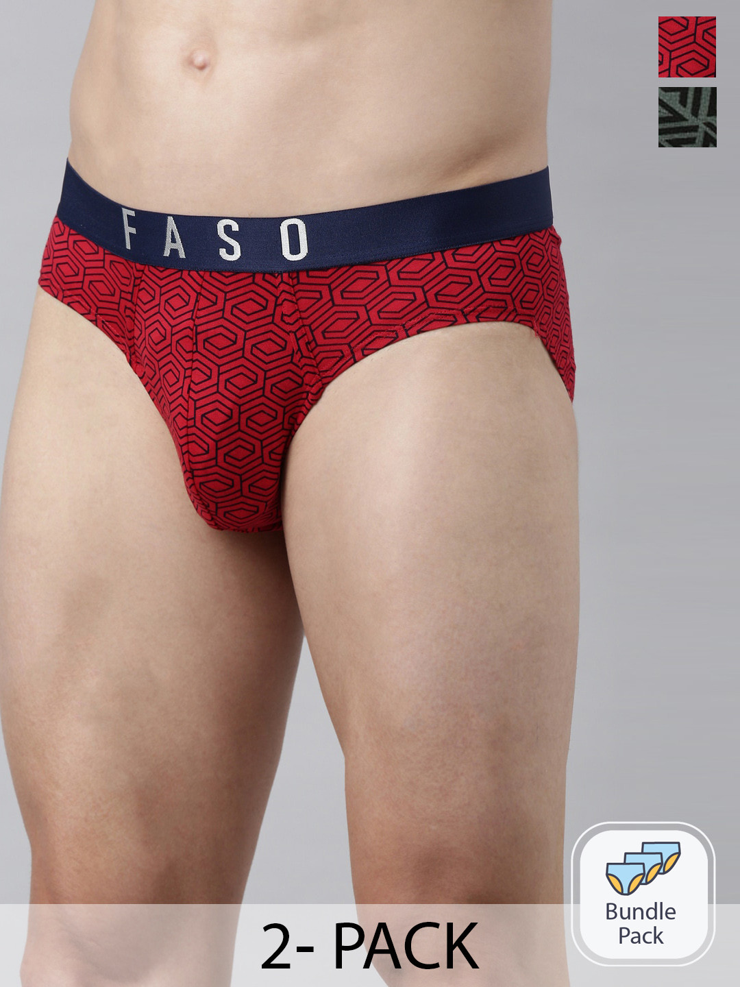 

FASO Men Pack Of 2 Assorted Organic Cotton Basic Briefs FS3004-PO2-ASSORTED1