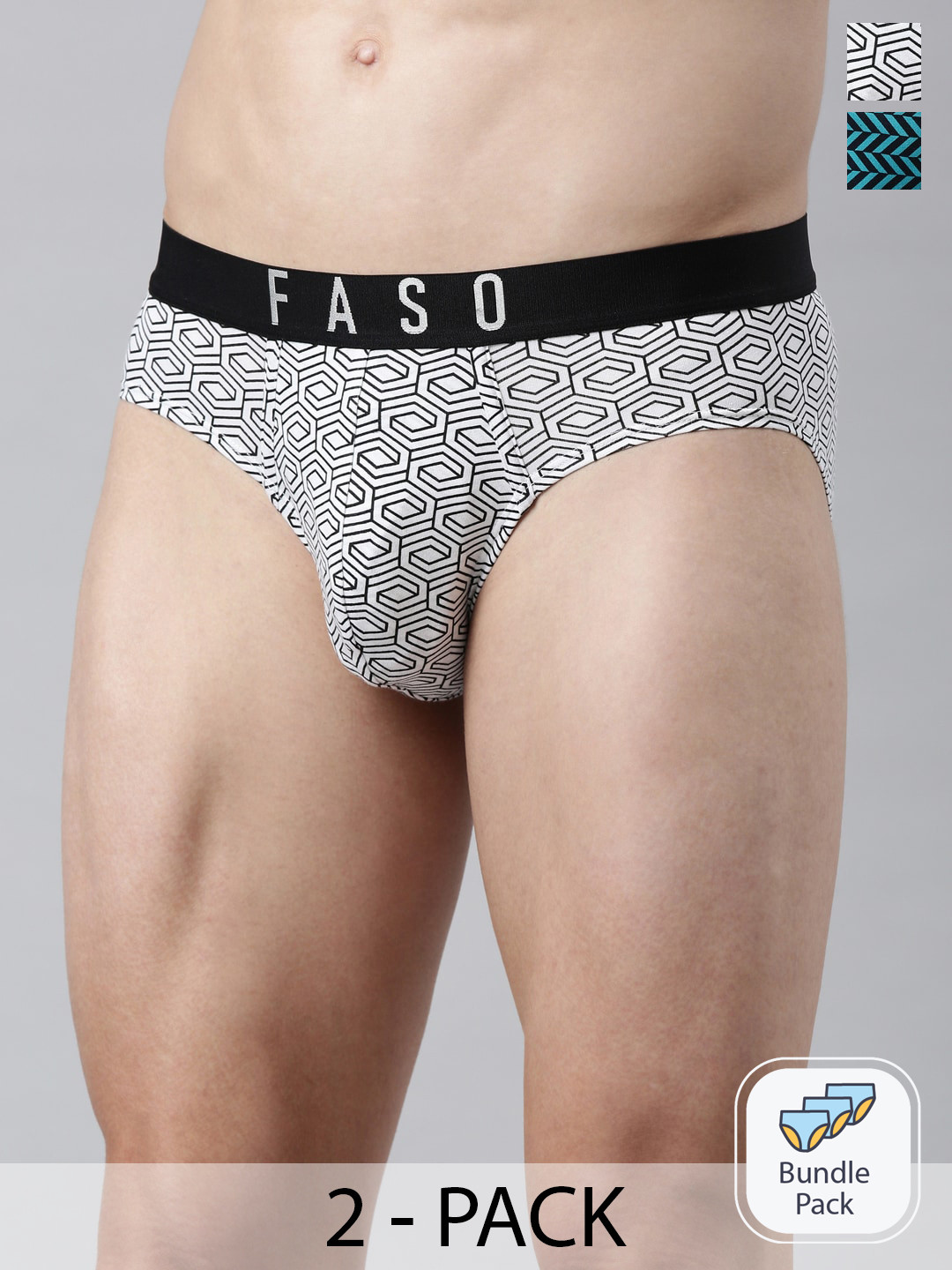 

FASO Men Pack Of 2 Assorted Organic Cotton Basic Briefs FS3004-PO2-ASSORTED2
