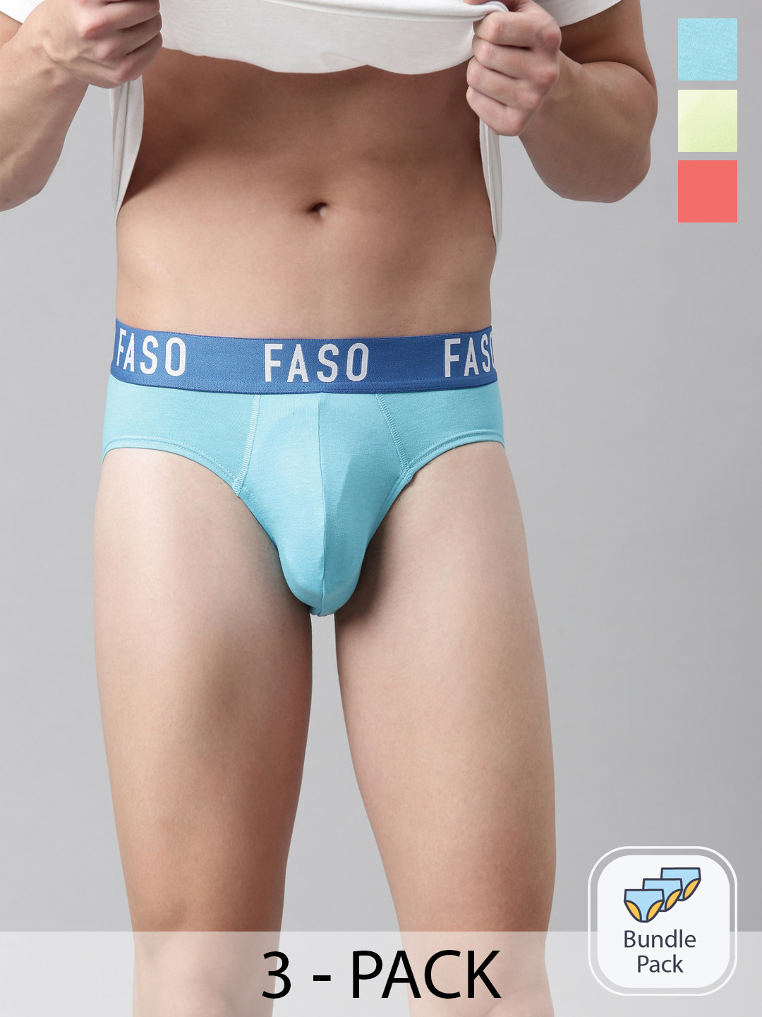 

FASO Men Pack Of 3 Assorted Organic Cotton Basic Briefs FA2013-PO3-ASSORTED