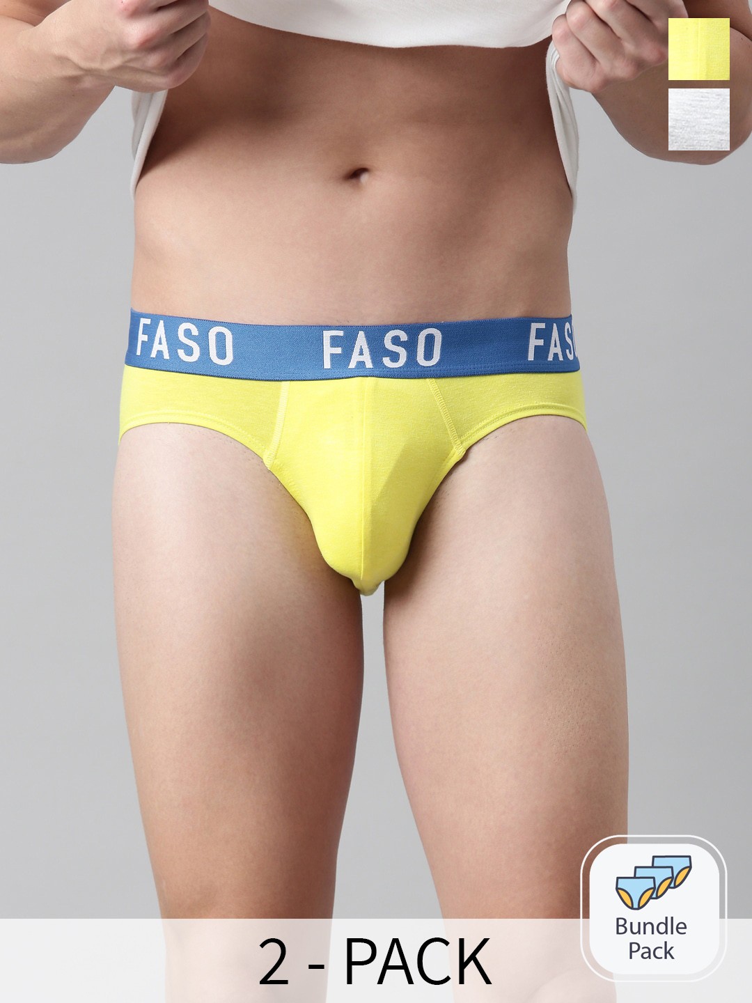 

FASO Pack Of 2 Organic Cotton Basic Briefs FA2013-PO2-ASSORTED2, Assorted