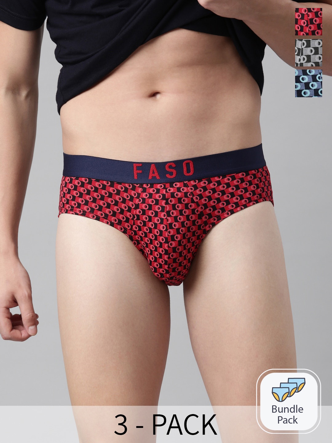 

FASO Pack Of 3 Assorted Cotton Basic Briefs FS2004-PO3-ASSORTED