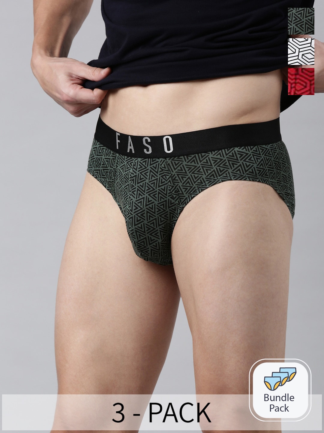 

FASO Pack Of 3 Assorted Cotton Basic Briefs FS3004-PO3-ASSORTED1
