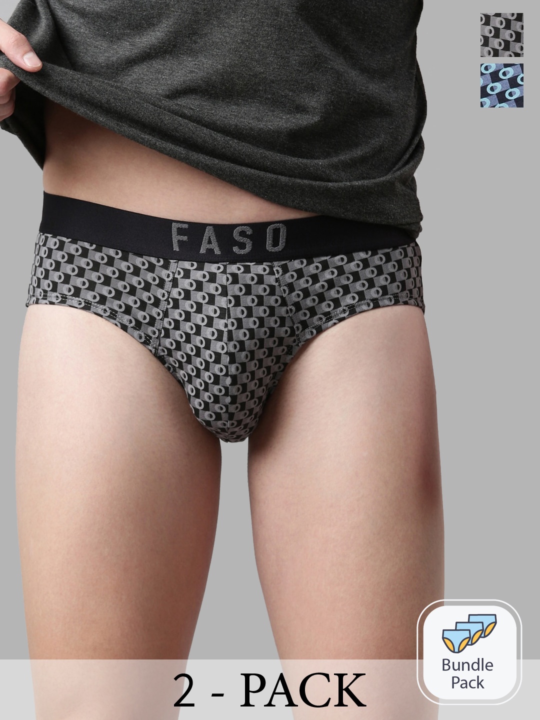 

FASO Pack Of 2 Assorted Cotton Basic Briefs FS2004-PO2-ASSORTED