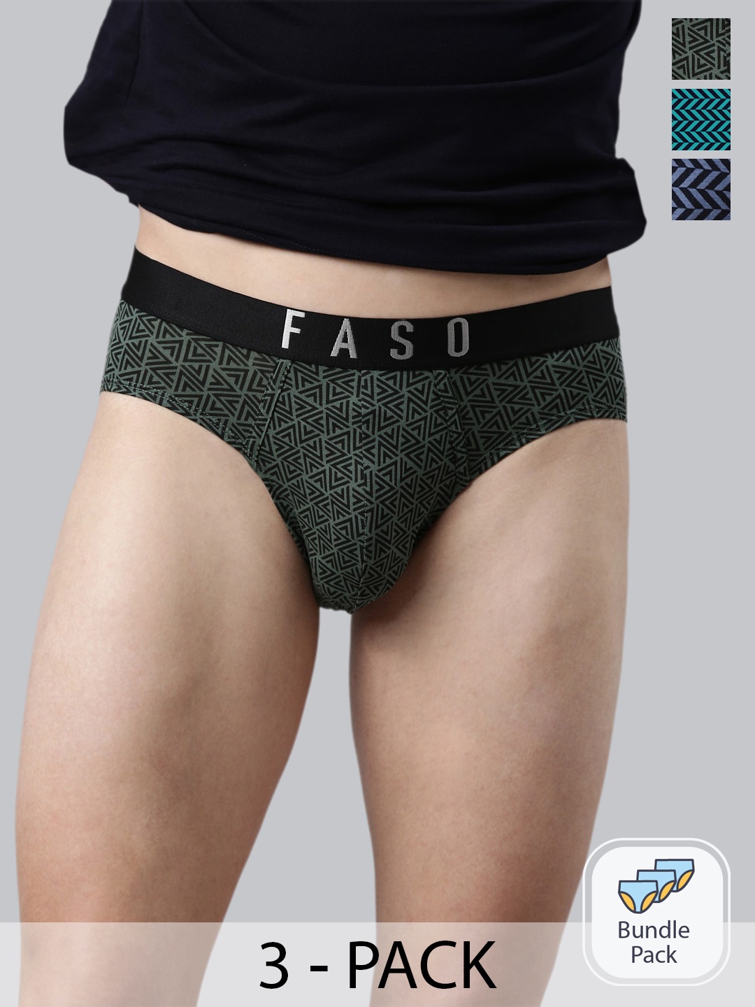 

FASO Pack Of 3 Cotton Pure Cotton Basic Briefs FS3004-PO3-ASSORTED
