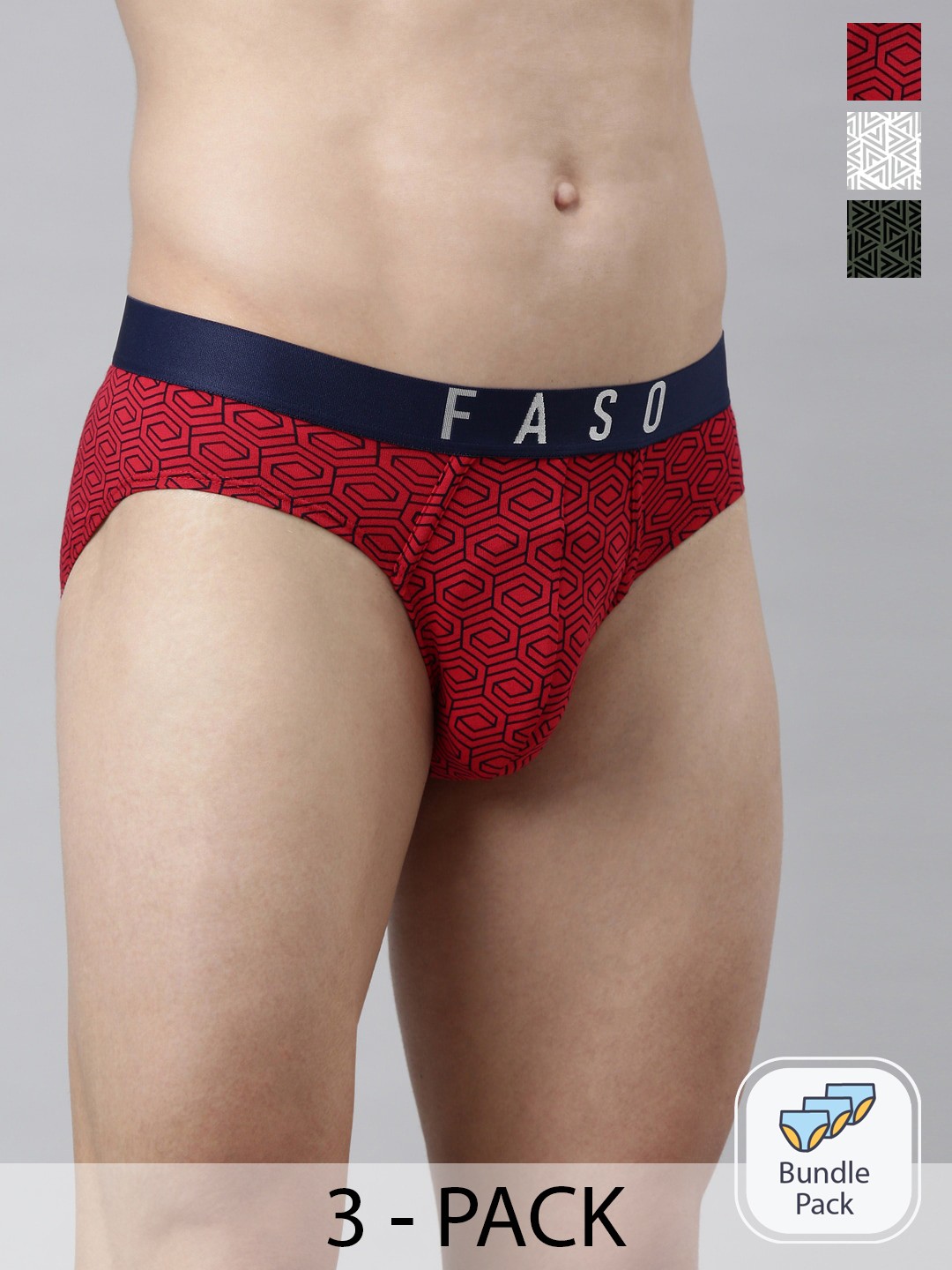 

FASO Pack Of 3 Assorted Cotton Basic Briefs FS3004-PO3-ASSORTED1