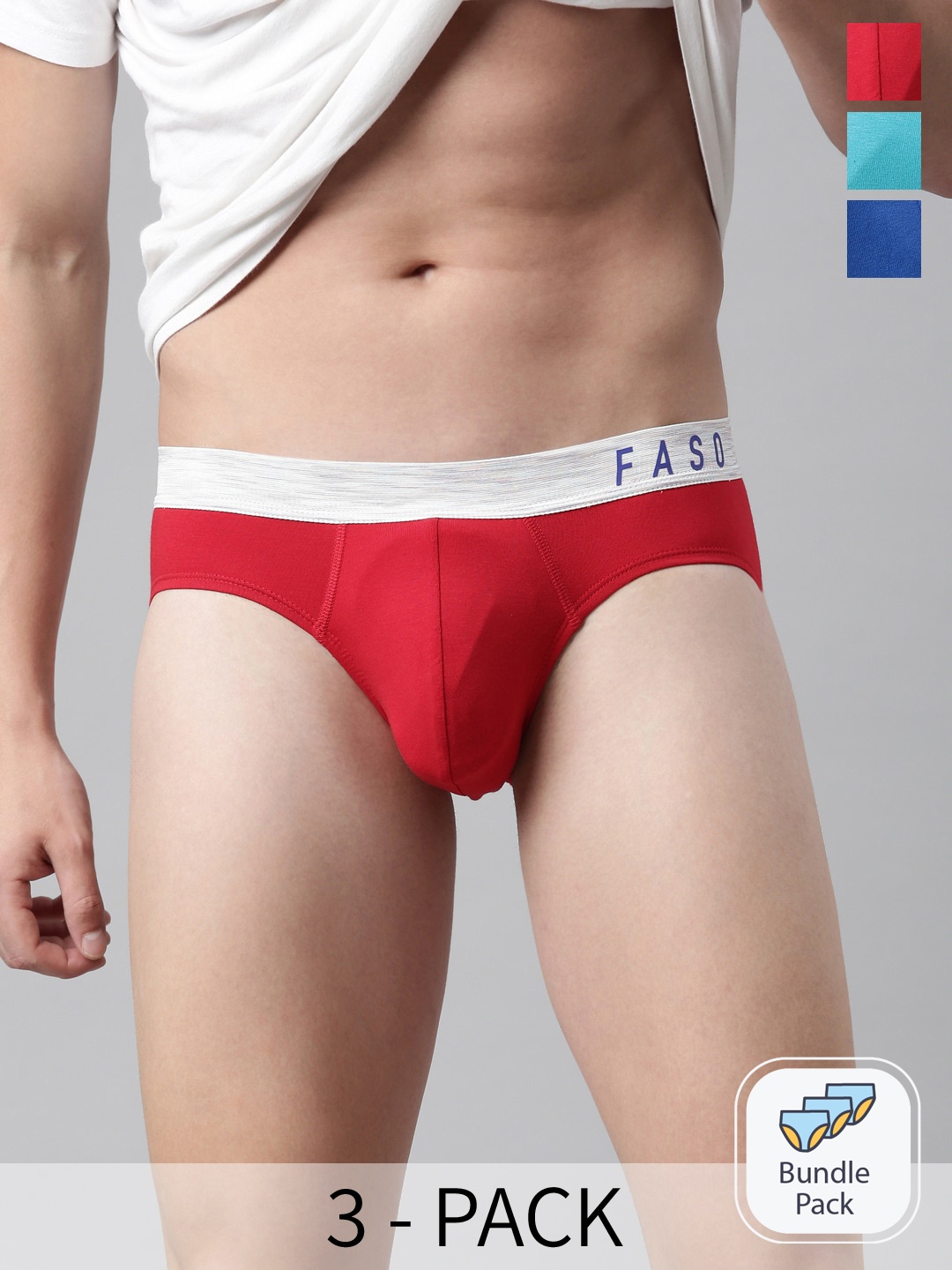 

FASO Pack Of 3 Assorted Cotton Basic Briefs FS2001-PO3-ASSORTED