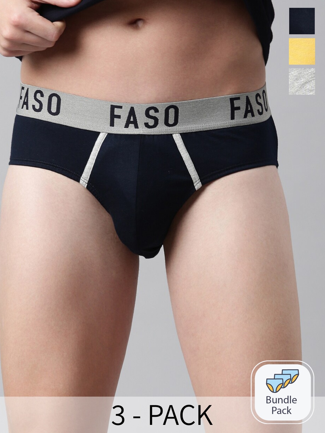

FASO Pack Of 3 Assorted Cotton Basic Briefs FA1005-PO3-ASSORTED1