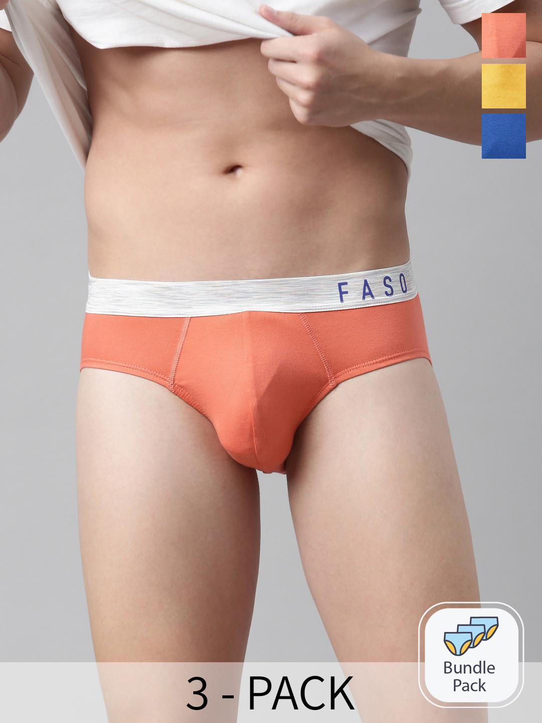 

FASO Pack Of 3 Assorted Cotton Basic Briefs FS2001-PO3-ASSORTED1