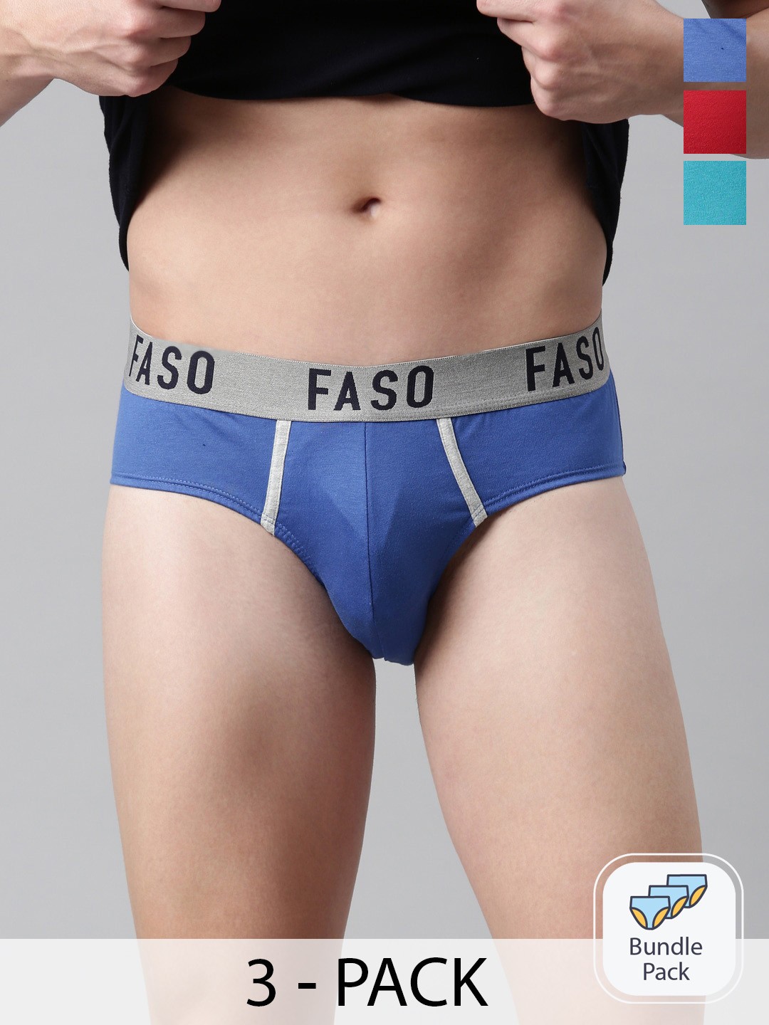 

FASO Pack Of 3 Assorted Pure Organic Cotton Ribbed Briefs FA1005-PO3-ASSORTED