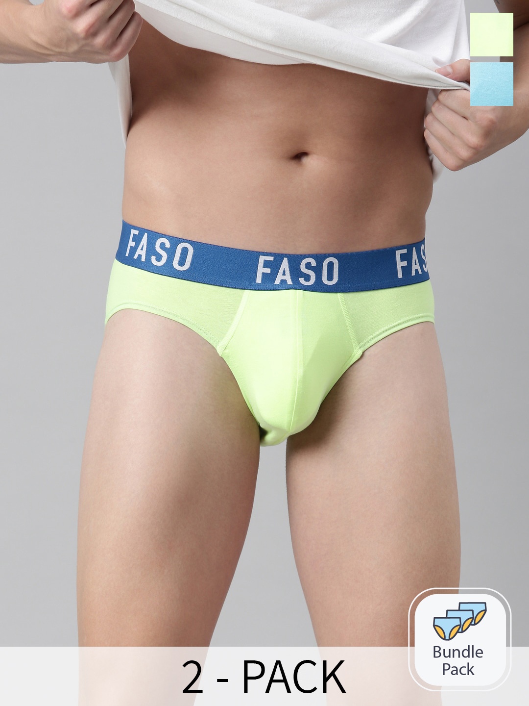 

FASO Men Pack Of 2 Assorted Organic Cotton Basic Briefs FA2013-PO2-ASSORTED