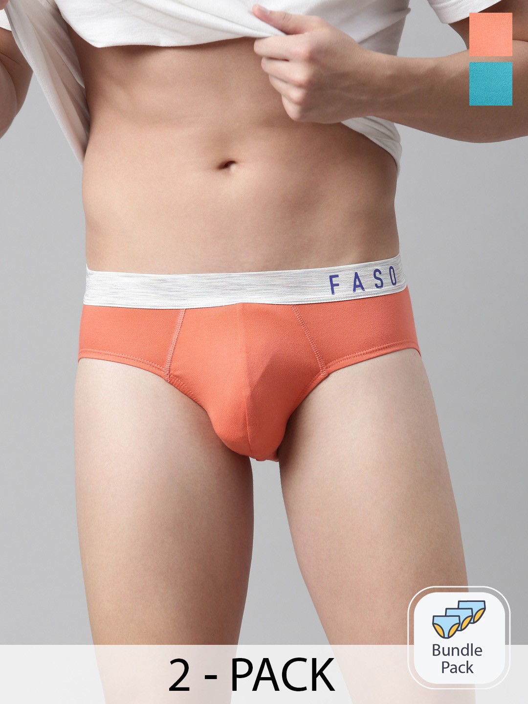 

FASO Men Pack Of 2 Assorted Organic Cotton Basic Briefs FS2001-PO2-ASSORTED2