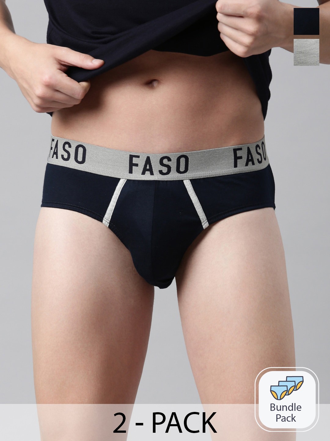 

FASO Men Pack Of 2 Assorted Mid-Rise Cotton Briefs FA1005-PO2-ASSORTED1