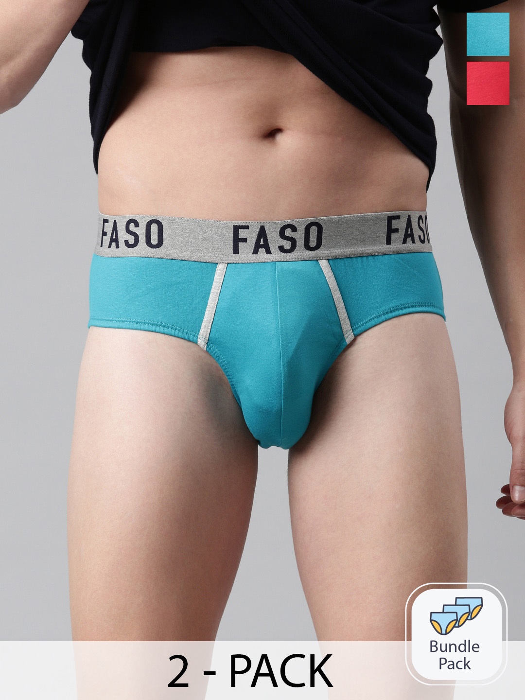 

FASO Men Pack Of 2 Assorted Organic Cotton Basic Briefs FA1005-PO2-ASSORTED