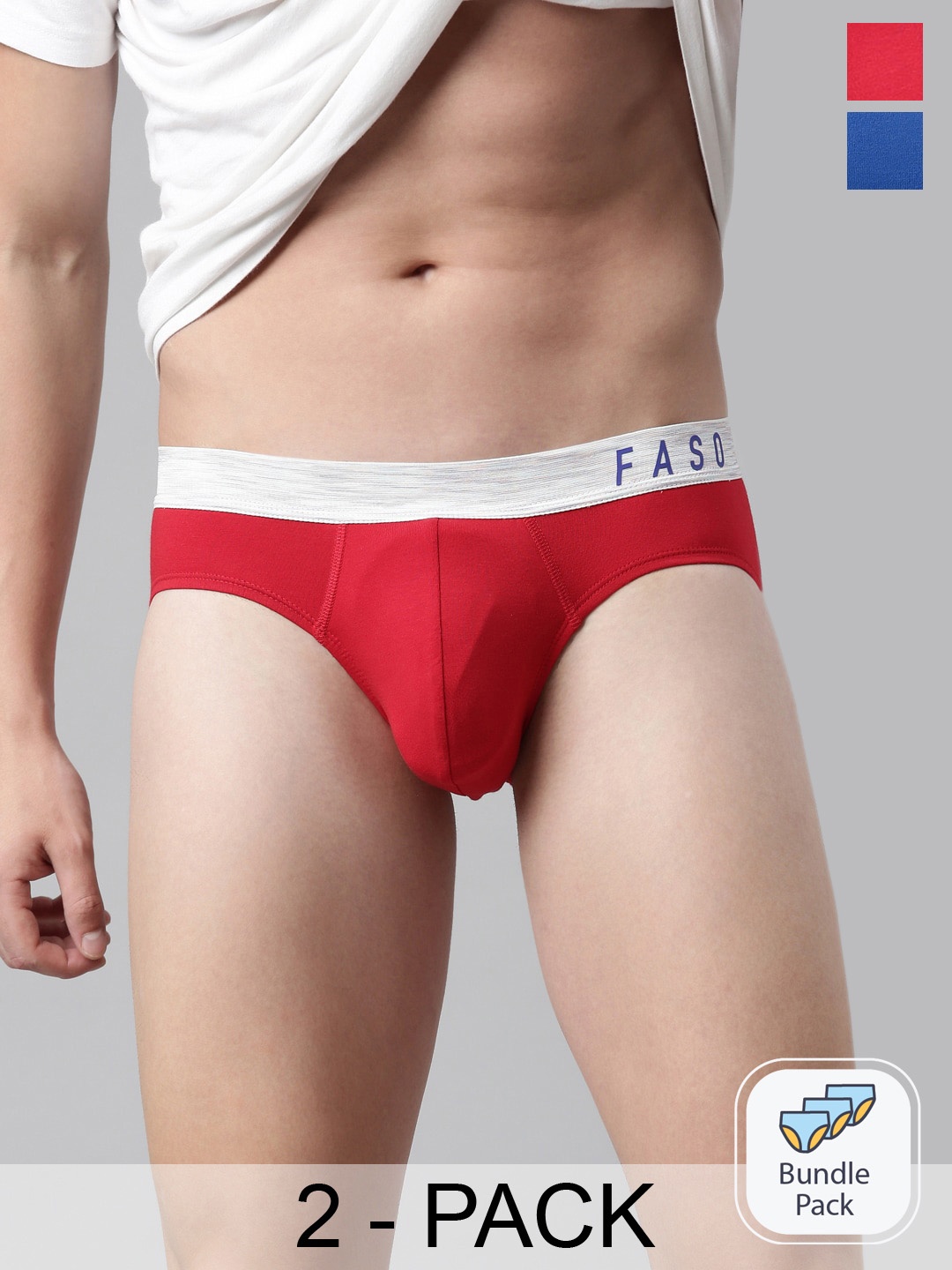 

FASO Men Pack Of 2 Assorted Organic Cotton Basic Briefs FS2001-PO2-ASSORTED