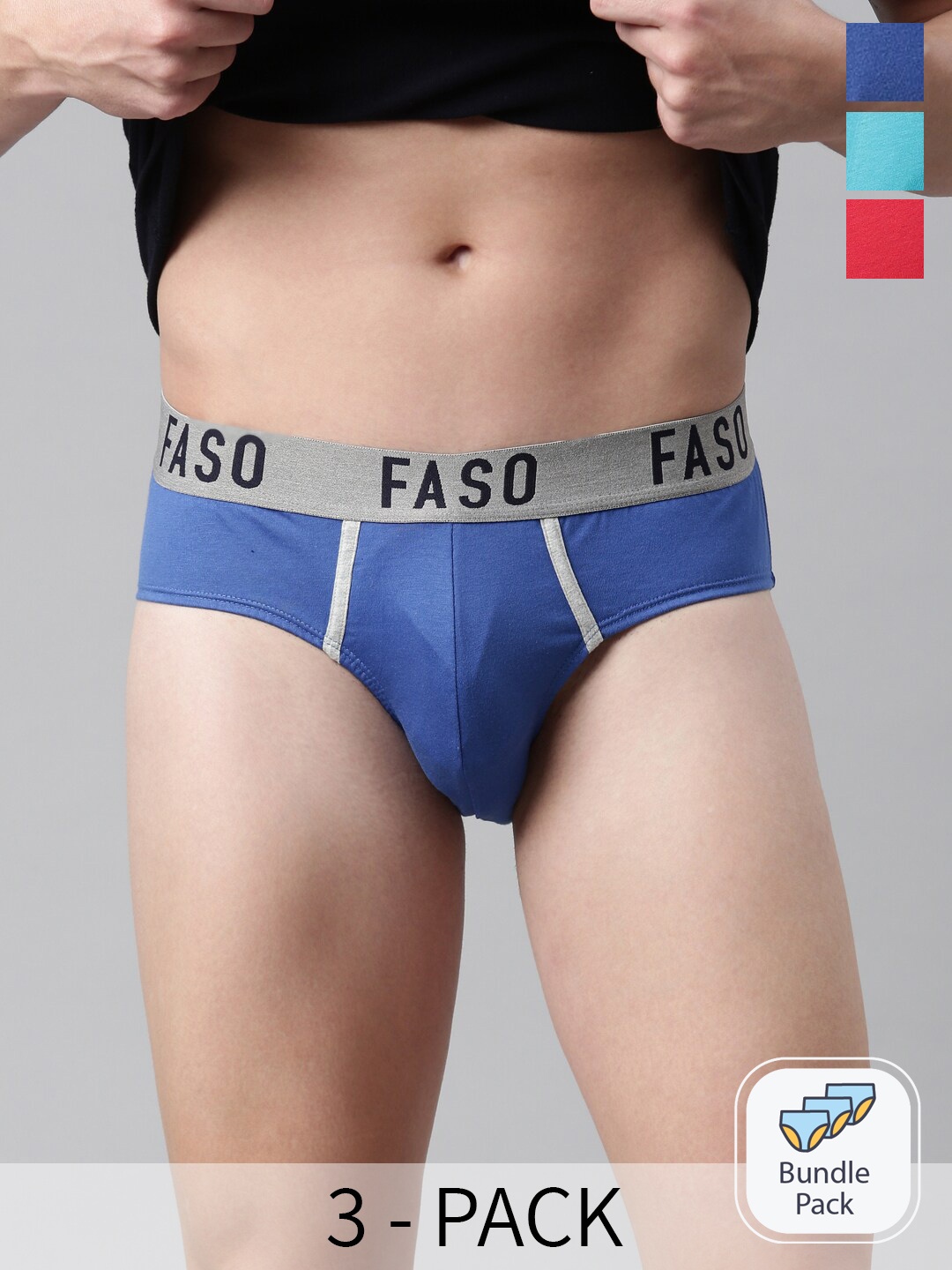 

FASO Men Pack Of 3 Assorted Organic Cotton Basic Briefs FA1005-PO3-ASSORTED