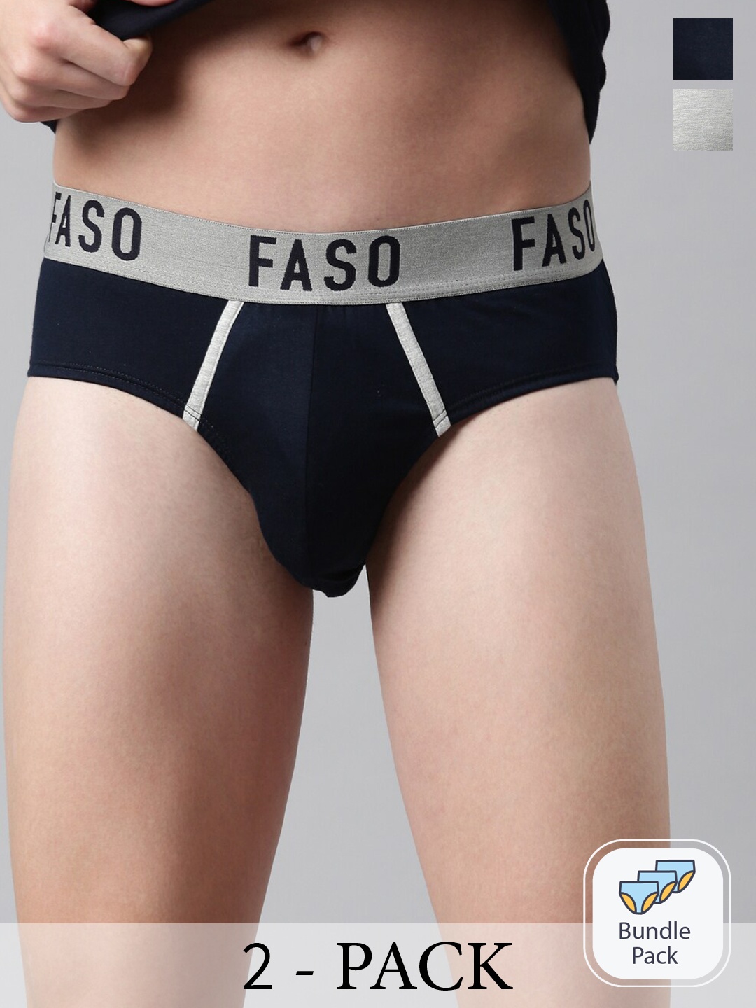 

FASO Pack of 2 Assorted Cotton Basic Briefs FA1005-PO2-ASSORTED1