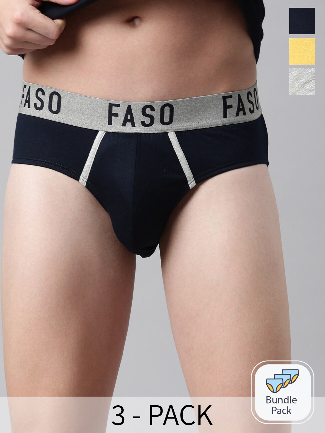 

FASO Men Pack Of 3 Assorted Organic Cotton Basic Briefs FA1005-PO3-ASSORTED1