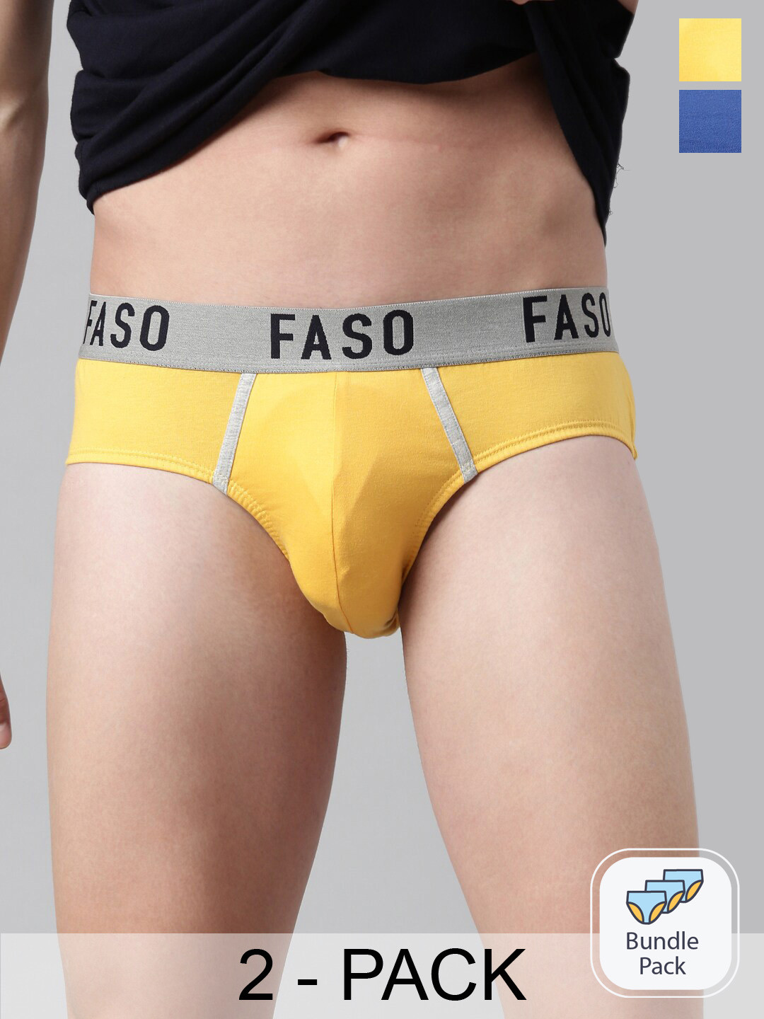 

FASO Men Pack Of 2 Assorted Organic Cotton Basic Briefs FA1005-PO2-ASSORTED2