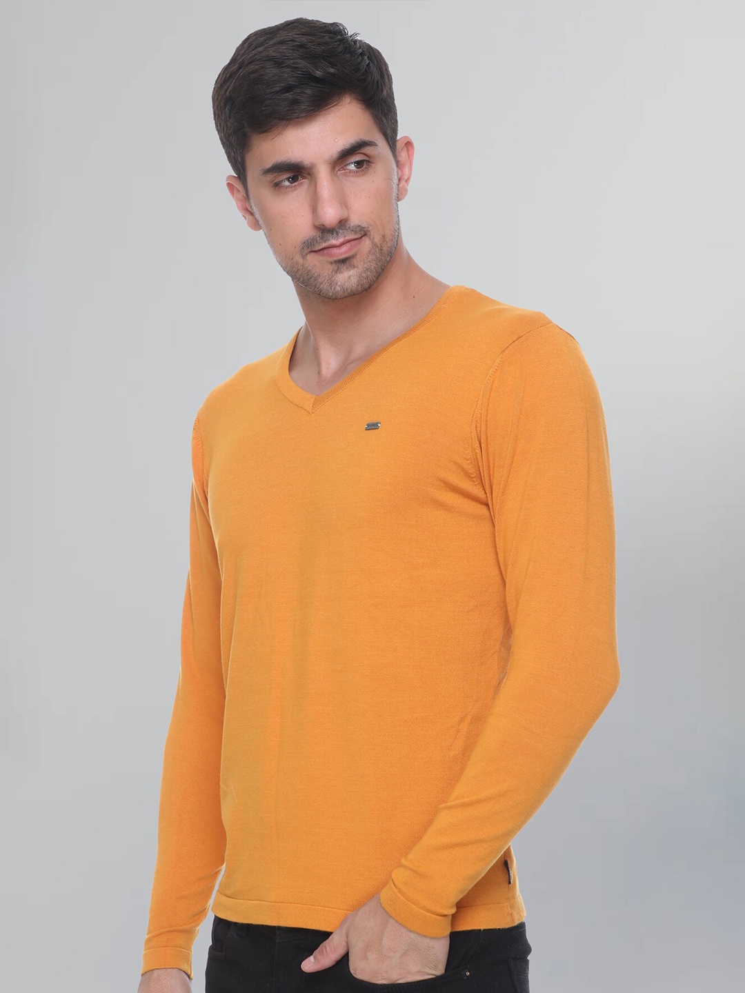 

GODFREY V-Neck Cotton Pullover, Yellow