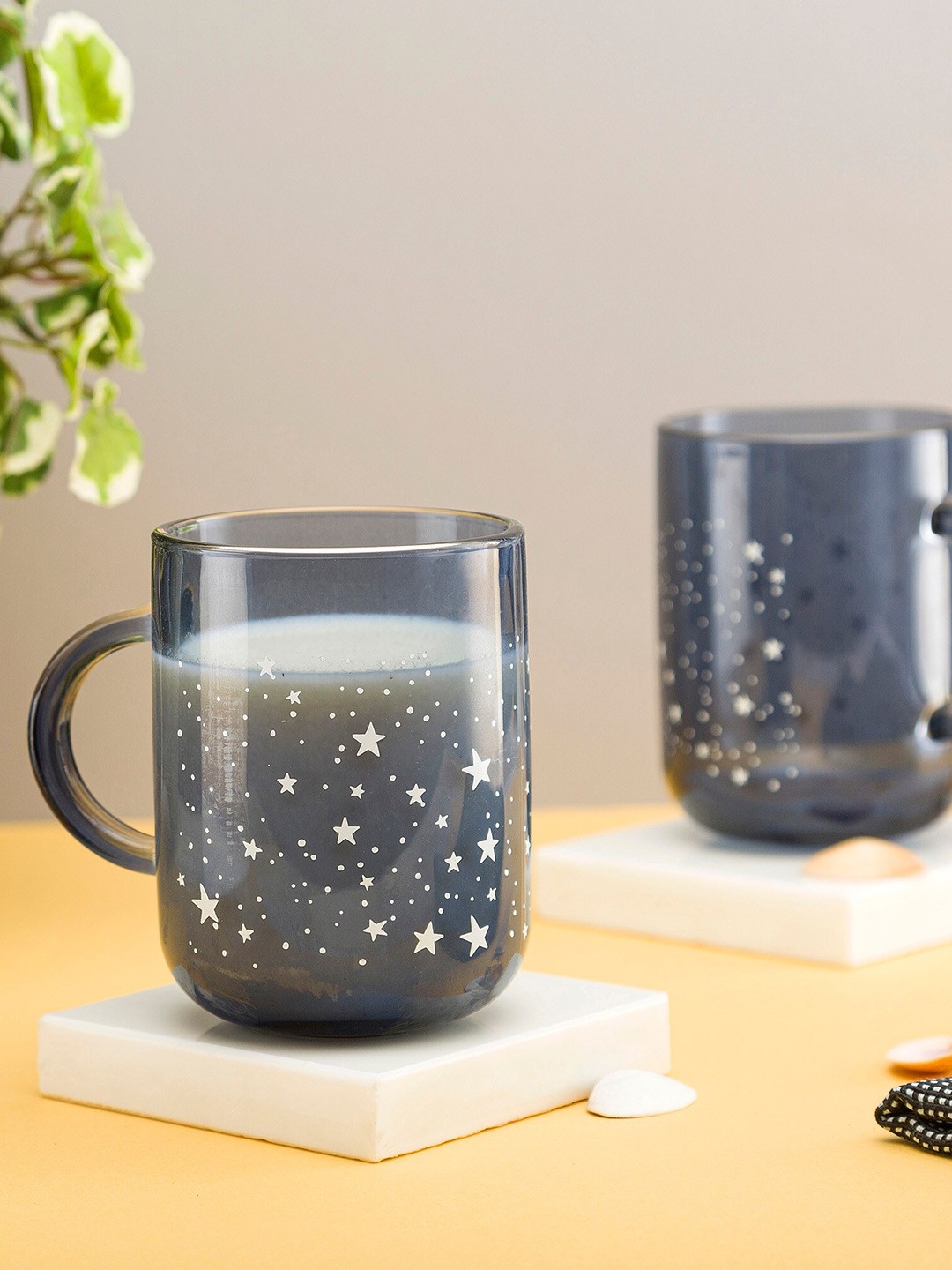 

Pasabahce Blue & White 2 Pieces Printed Glass Transparent Mugs 330ml