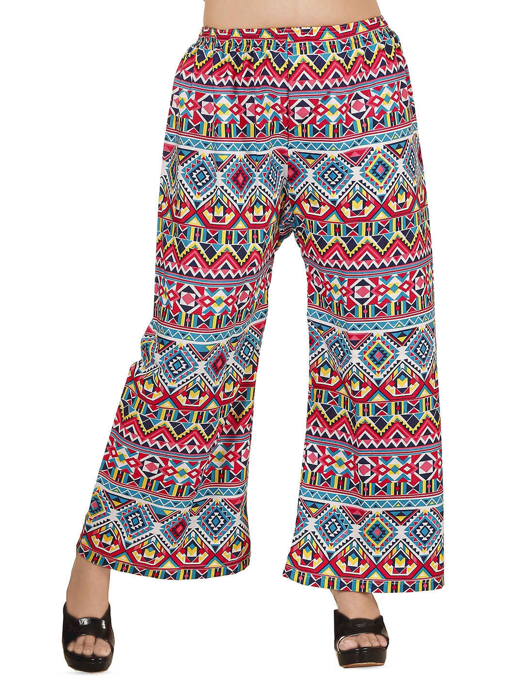 

Comfy Pro Women Ethnic Motifs Printed Crepe Palazzos, Pink