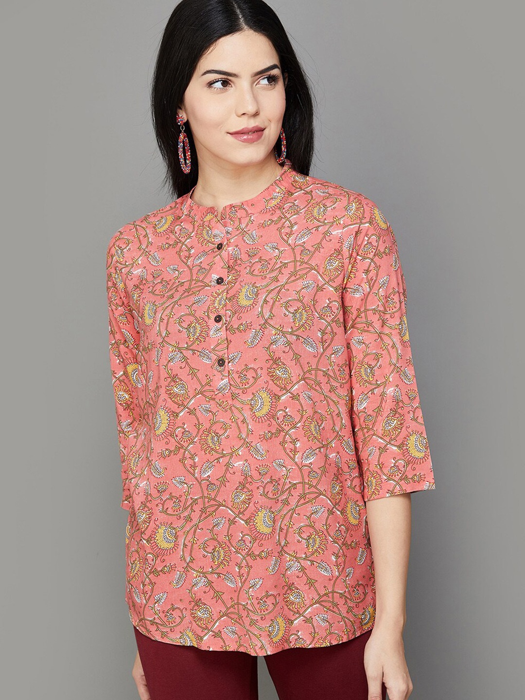 

Melange by Lifestyle Floral Printed Kurti, Peach