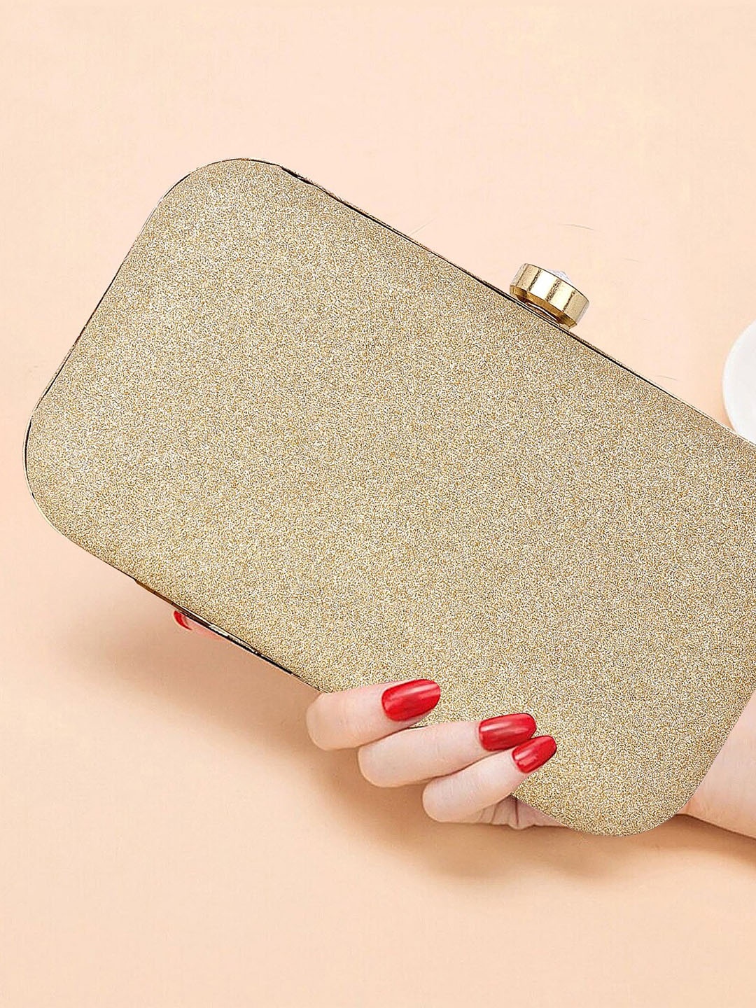 

DN Creation PU Click Box Clutch, Gold