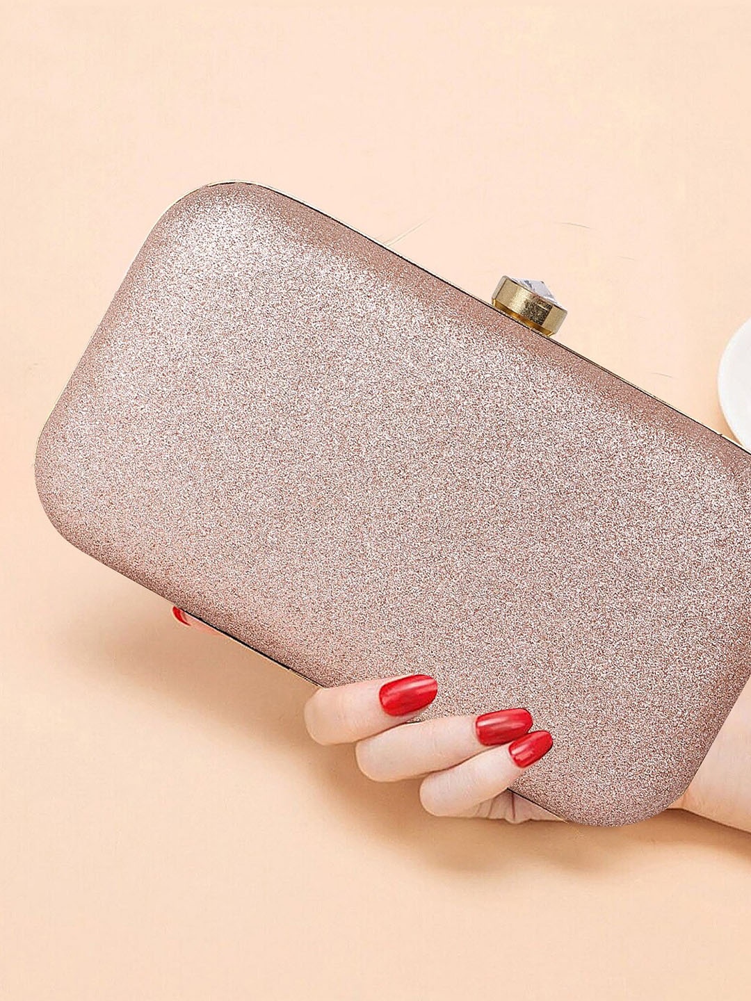 

DN Creation Embellished Box Clutch, Pink