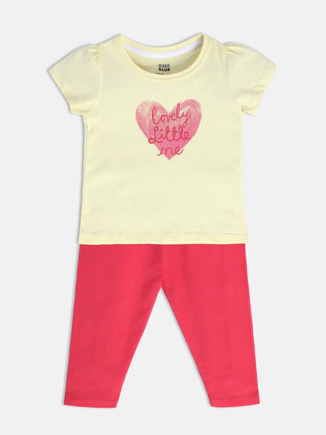 

MINI KLUB Girls Printed T-shirt with Trousers, Yellow