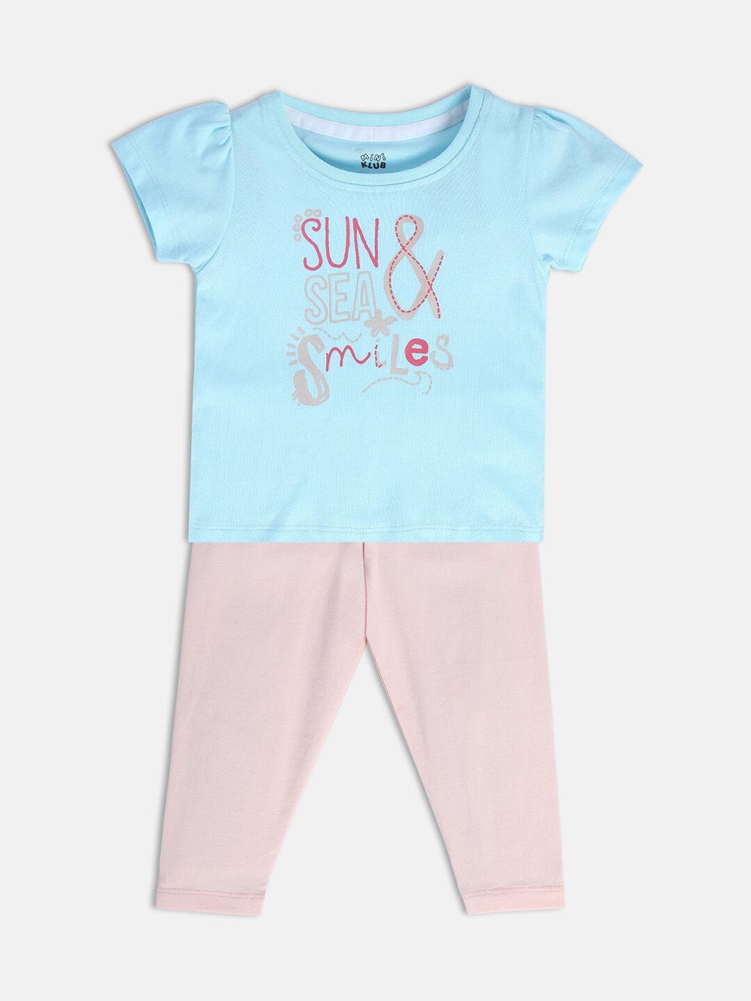 

MINI KLUB Girls Printed T-shirt with Trousers, Blue