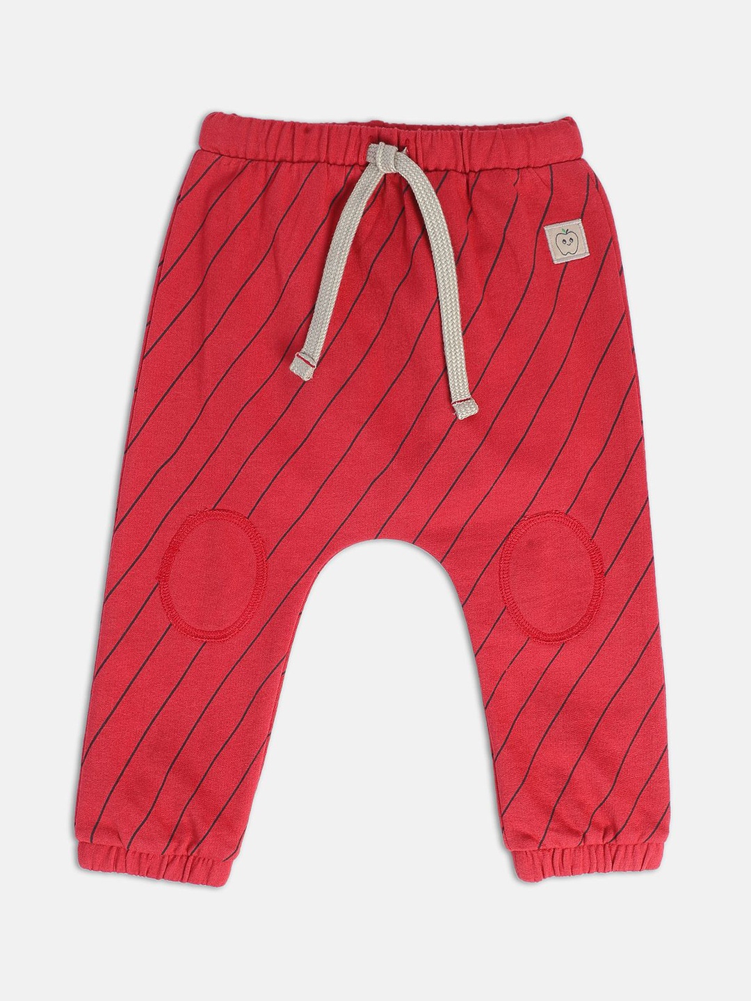 

MINI KLUB Boys Striped Easy Wash Pure Cotton Joggers, Red
