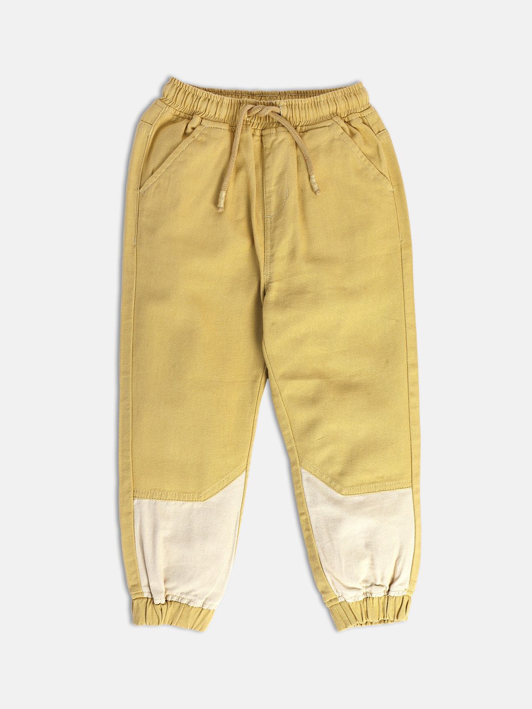 

MINI KLUB Boys Mid-Rise Flat-Front Easy Wash Cotton Joggers Trousers, Beige
