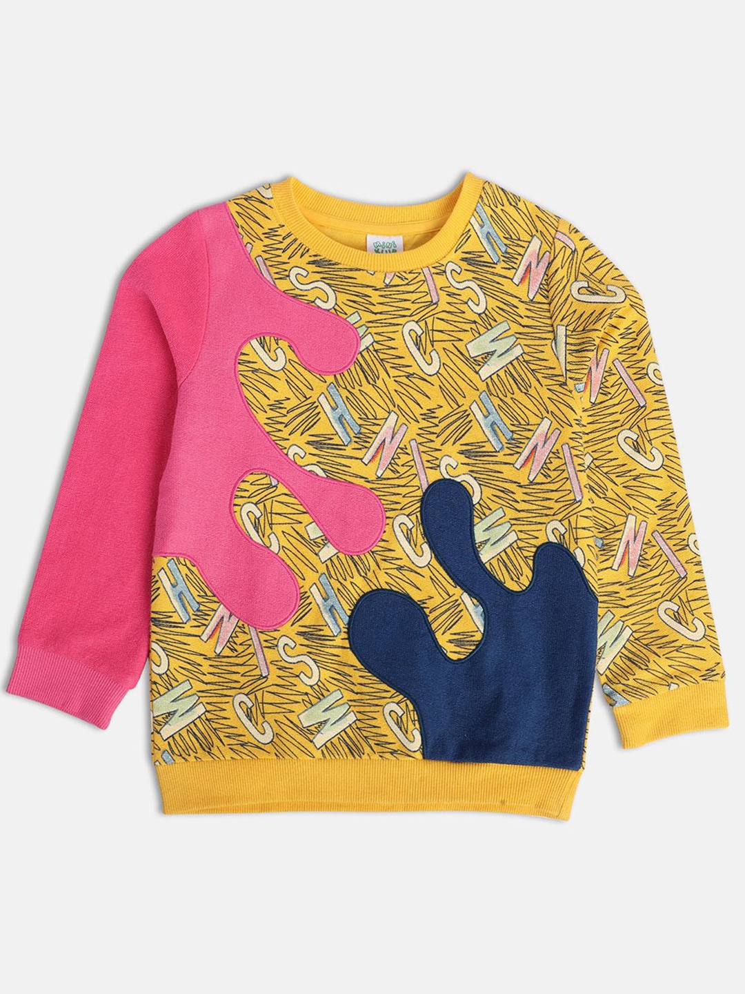 

MINI KLUB Girls Abstract Printed Pullover, Yellow