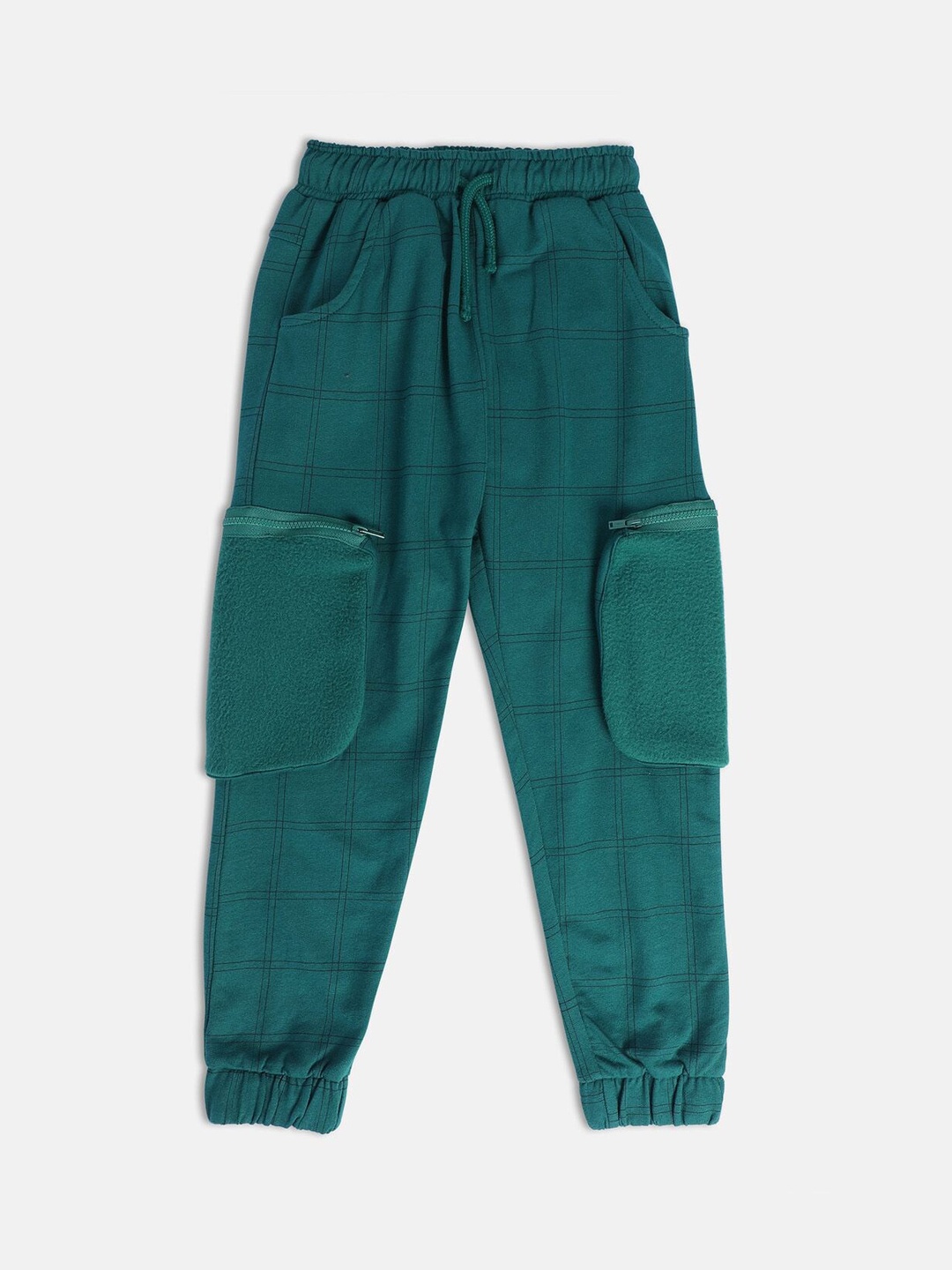 

MINI KLUB Boys Mid-Rise Flat-Front Easy Wash Cotton Joggers Trousers, Green