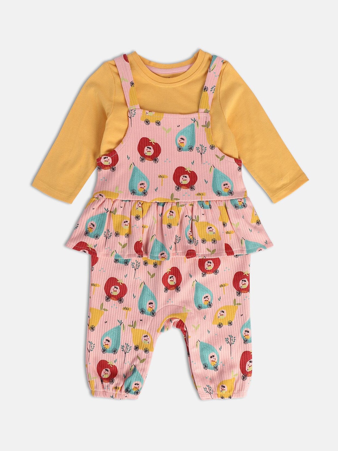

MINI KLUB Infants Girls Printed Pure Cotton Dungaree, Pink