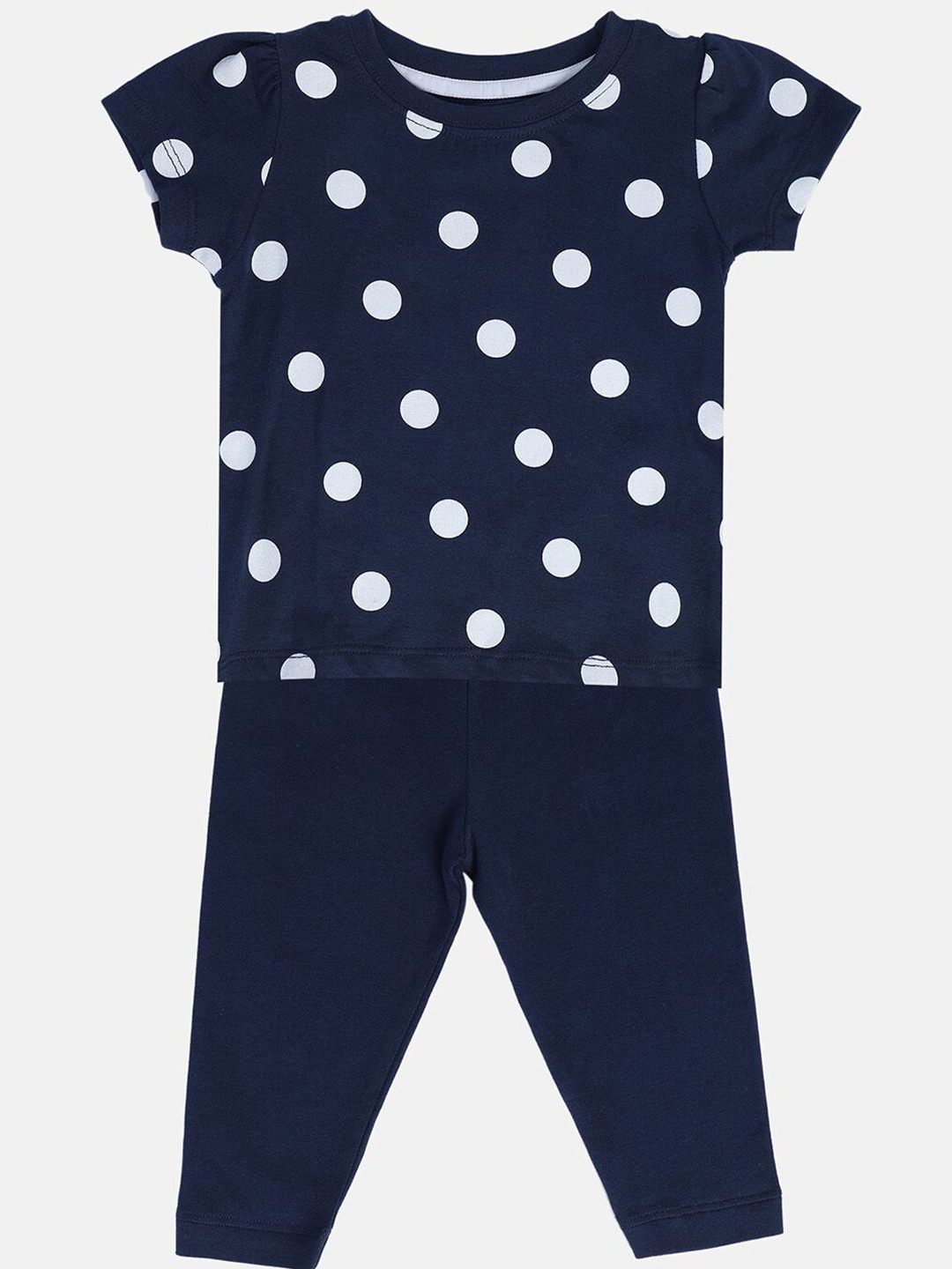 

MINI KLUB Girls Printed Pure Cotton Top with Trousers, Blue